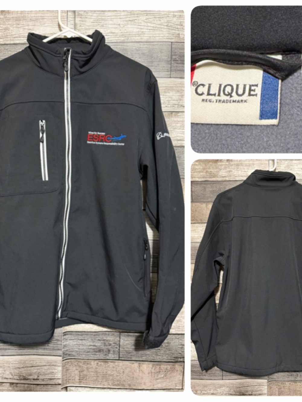 Clique Boeing ESRC Softshell Jacket Men’s S Black Full Zip Fleece Lined